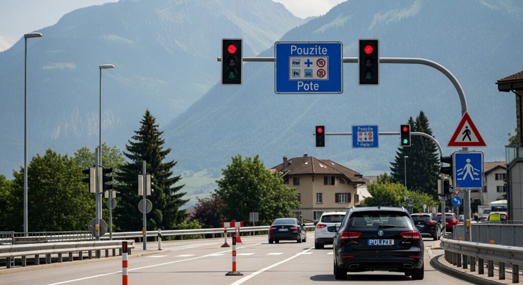 Schweizer Autobahn mit Vignette und kantonalen Verkehrsregeln